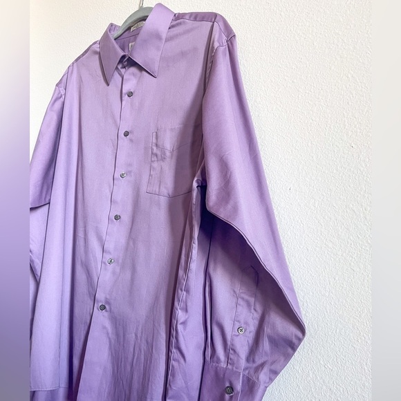 Van Heusen Big Fit Stretch Flex Wrinkle Free Dress Shirt Lavender - Picture 14 of 15